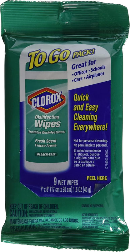 Clorox Disinfecting Wipes, Fresh Scent, To Go Pack!, 9 ct. (6 Pack)