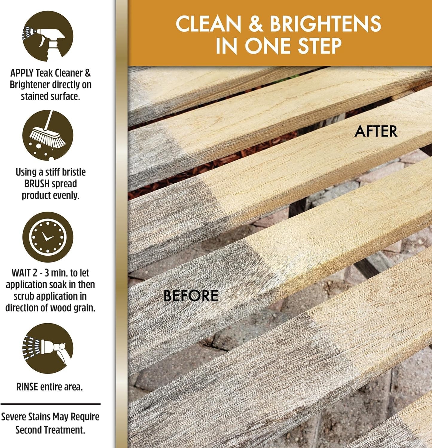STAR BRITE Outdoor Collection Teak Cleaner & Brightener - One-Step Teak Restoration, Renew Weathered, Gray Teak for Refinishing or Oiling - 32 OZ Spray
