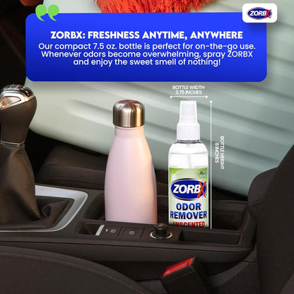 ZORBX Unscented Odor Eliminator for Strong Odor 2 Fl Oz Pack of 5 - Used in Hospitals & Healthcare Facilities - Advanced Formula, Fast-Acting Odor Remover Spray for Dog, Cat, House & Carpet