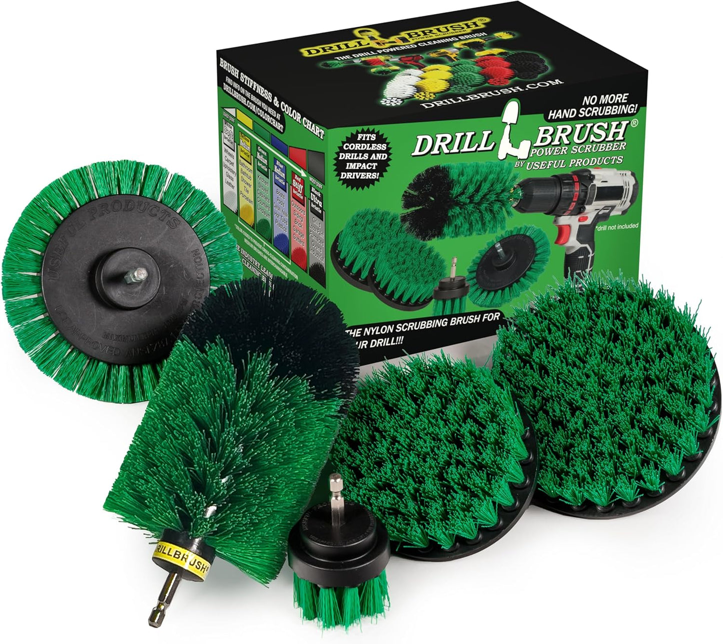 Drillbrush Multi-Surface Drill Brush Attachments Set for Car Interior, Bathroom, Flooring, Counters, Sinks, Siding, Garages, and More - Dishwasher Safe Drill Brush Car Detailing Kit Attachment Set