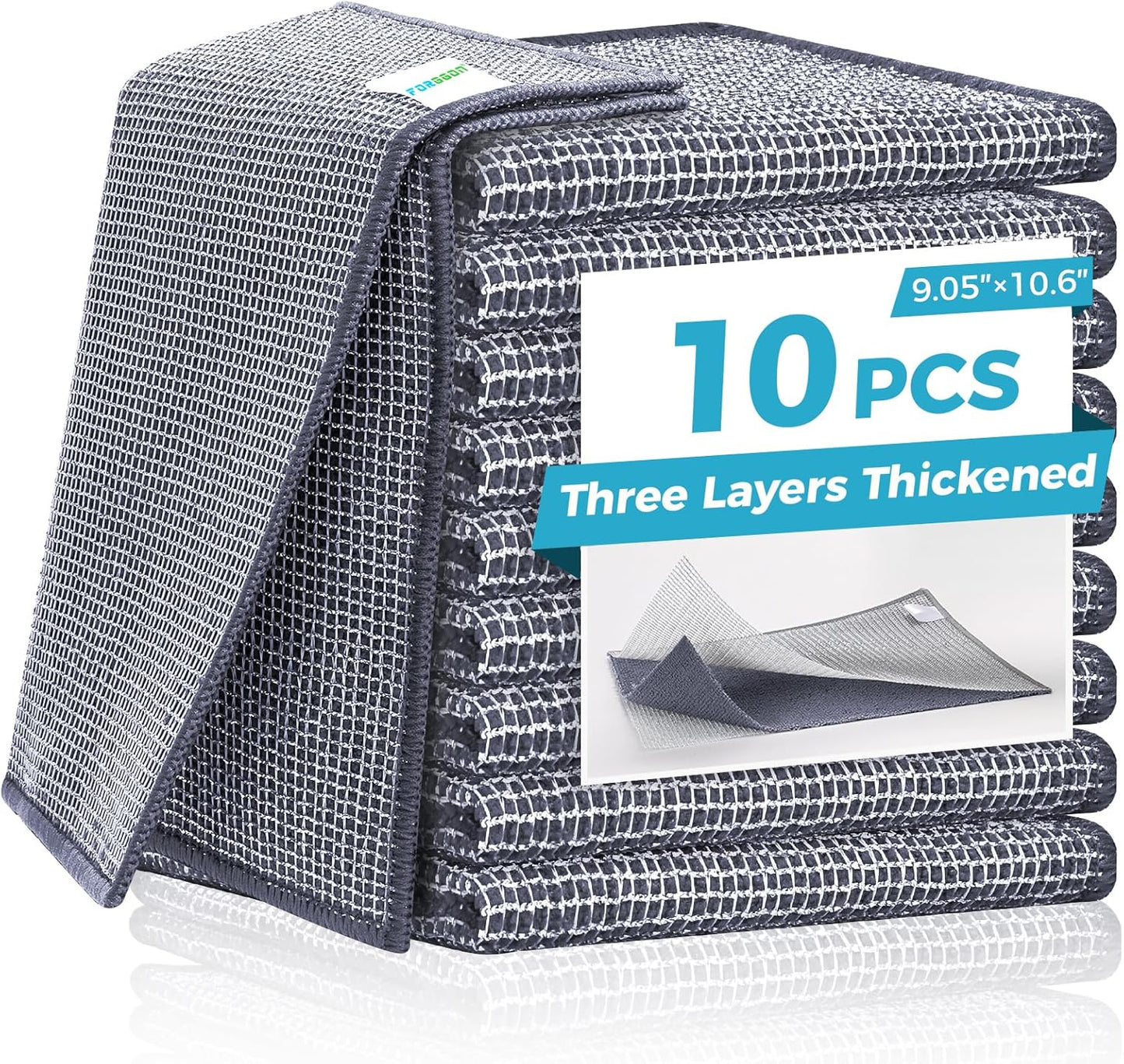 Forggon12 Pcs New Upgrade 3-Layer Metal Dish Cloth, No Scratches and No Odor, Multipurpose Wire Dishwashing Rag for Wet and Dry, Kitchen Cleaning DishRags,Sinks,Dishes,Stove Top, Dimensions(7.08X8.86)