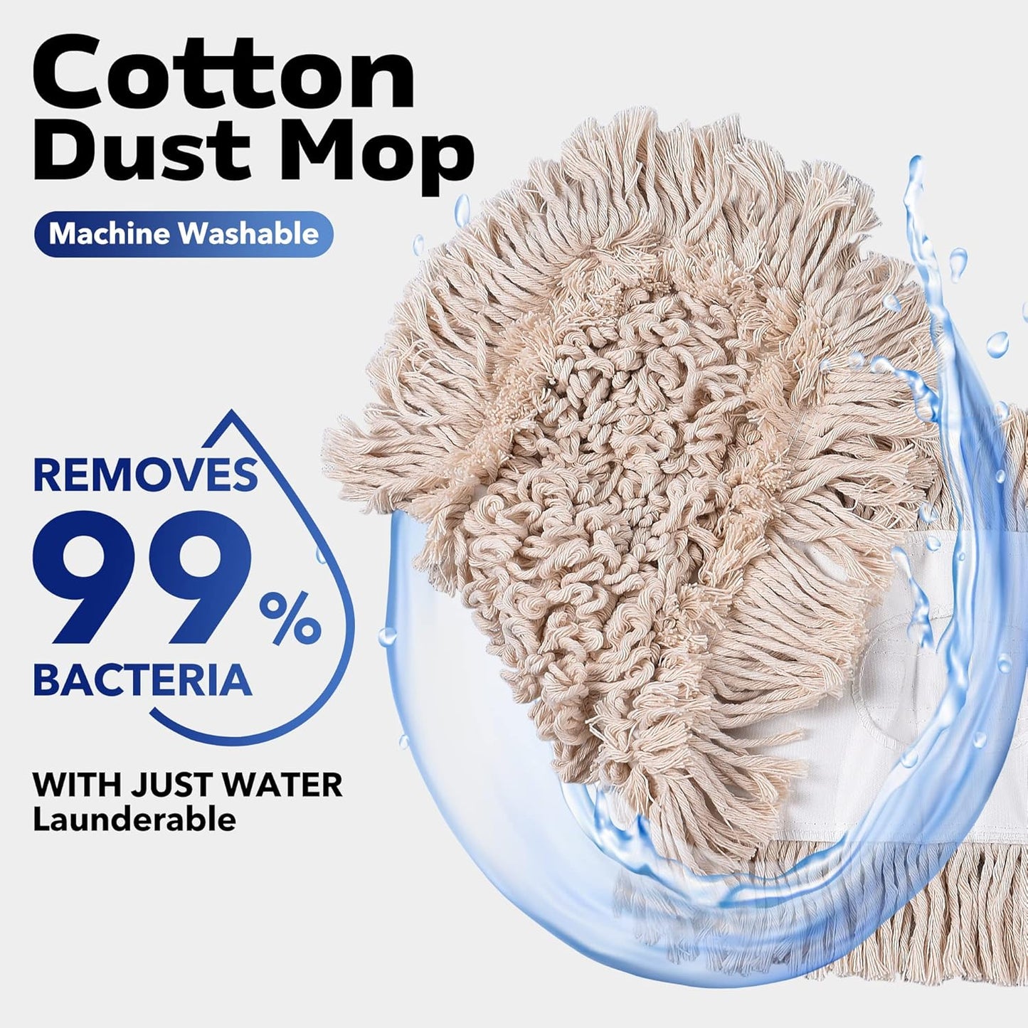 Matthew Cleaning 24'' Industrial Strength Cotton Dust Mop Refill Washable Replacement Heads for Residential & Commercial Use Fit Standard Dust Mop Frames, Hardwood, Laminate, Concrete Floors 3 Pack