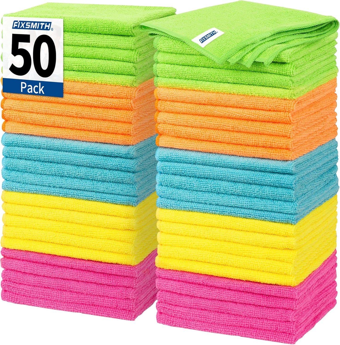 FIXSMITH Microfiber Cleaning Cloth - Pack of 8, Size: 12 x 16 in, Multi-Functional Cleaning Towels, Highly Absorbent Cleaning Rags, Lint-Free, Streak-Free Cleaning Cloths for Car Kitchen Home
