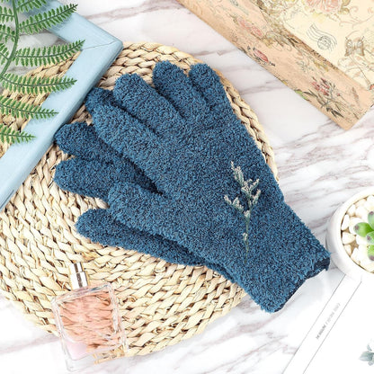 Patelai 2 Pairs Microfiber Gloves for plants Dusting Cleaning Glove Mittens House Cars Blinds Dusting(Blue, Grass Green,Large)