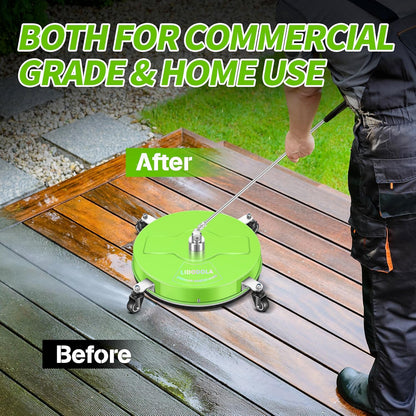 14" Pressure Washer Surface Cleaner with 4 Wheels - Stainless Steel Surface Cleaner for Pressure Washer Attachment for Concrete, Patio, Sidewalk, Deck and Driveways - PWS14