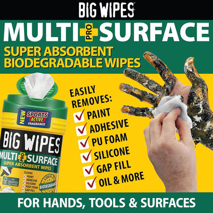 BIG WIPES Heavy Duty Industrial Hand Cleaning Wipes, Textured Scrubbing Degreaser Wipes for Mechanics and Tool Cleaner – 80 Count Canister (1 Pack)