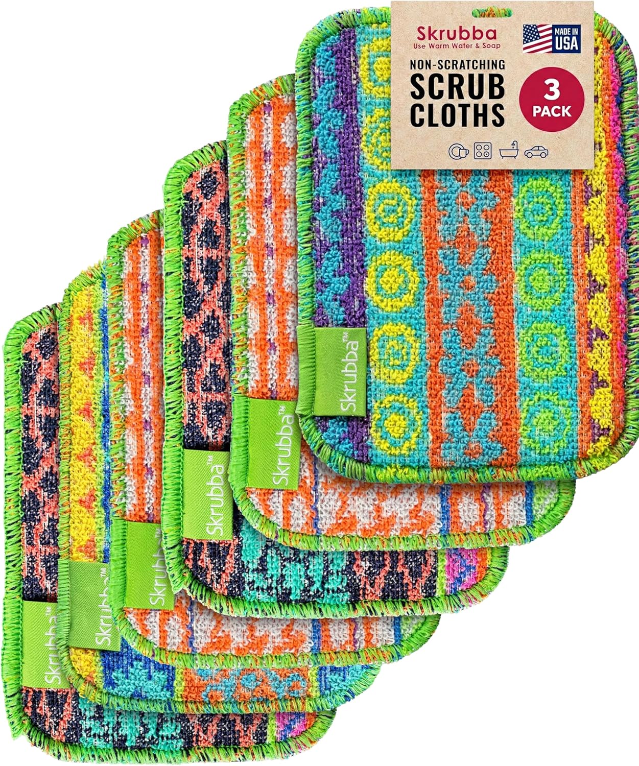 Wet-it! Skrubba 3-Pack Reusable Dish Scrubbers – Non-Scratch Scouring Pads for Kitchen & Household – Eco-Friendly, Dishwasher Safe Scrub Sponges for Dishes, Pots & Pans (Vogue)