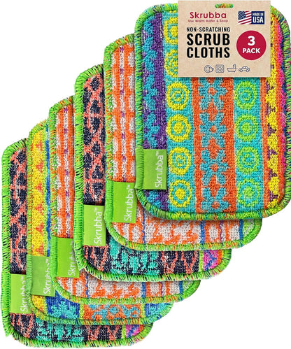 Wet-it! Skrubba 3-Pack Reusable Dish Scrubbers – Non-Scratch Scouring Pads for Kitchen & Household – Eco-Friendly, Dishwasher Safe Scrub Sponges for Dishes, Pots & Pans (Vogue)