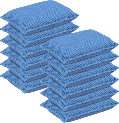 Superio Miracle Microfiber Sponges for Kitchen 3-Pack Red Yellow Blue, Kosher Non-Scratch Sponge Scrubber Heavy Duty Multi-Purpose Cleaning of Dishes, Pots, Pans and Counter tops, Machine Washable