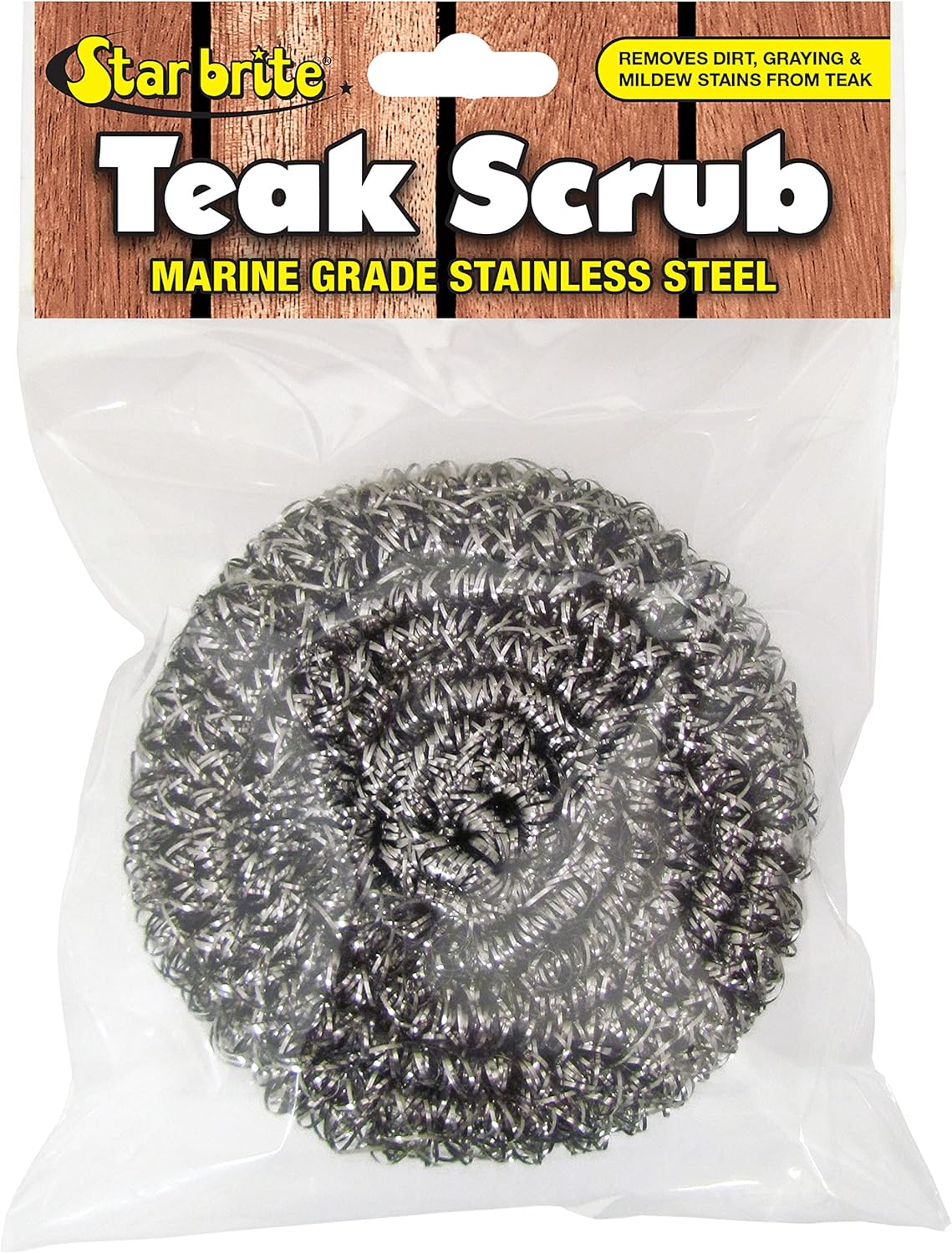 STAR BRITE Marine-Grade Stainless Steel Scrub Scouring Pad Scrubber - Refinish Wood Furniture & Boat Teak