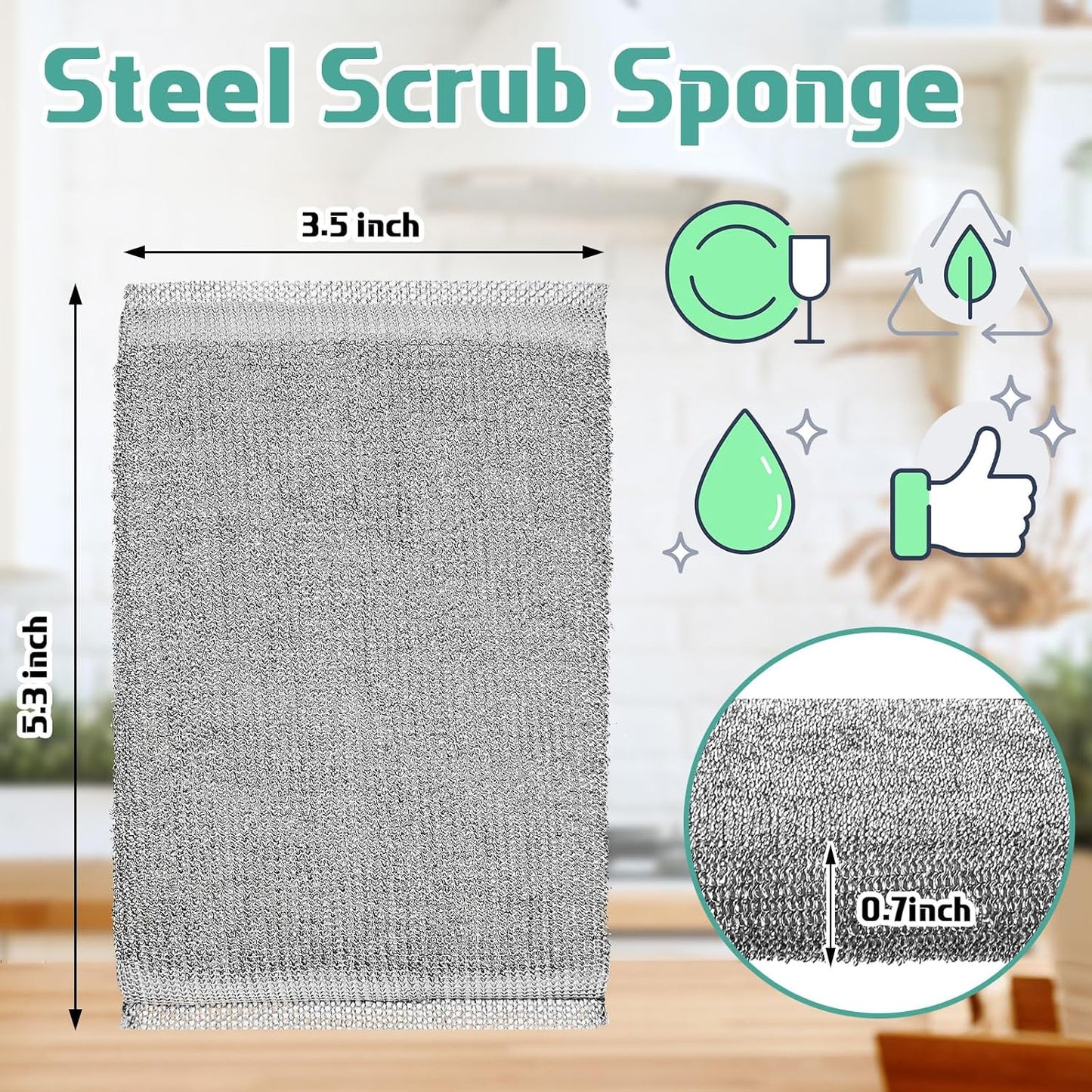 Thyle 36 Pack Steel Scrub Sponges for Dishes Non Scratch Scouring Multi Use Metal Scrubber Heavy Duty Dish Wash Kitchen Sponge for Pot Dish Washing Hard Surface Cleaning (Gray)