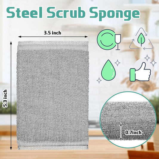 Thyle 36 Pack Steel Scrub Sponges for Dishes Non Scratch Scouring Multi Use Metal Scrubber Heavy Duty Dish Wash Kitchen Sponge for Pot Dish Washing Hard Surface Cleaning (Gray)
