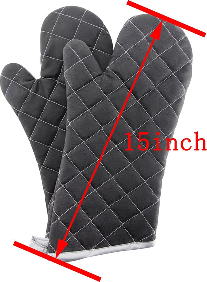 ARCLIBER Oven Mitts 1 Pair of Quilted Terry Cloth Cotton Lining,Extra Long Professional Classic Oven Mitt Heat Resistant Kitchen Oven Gloves,16 Inch