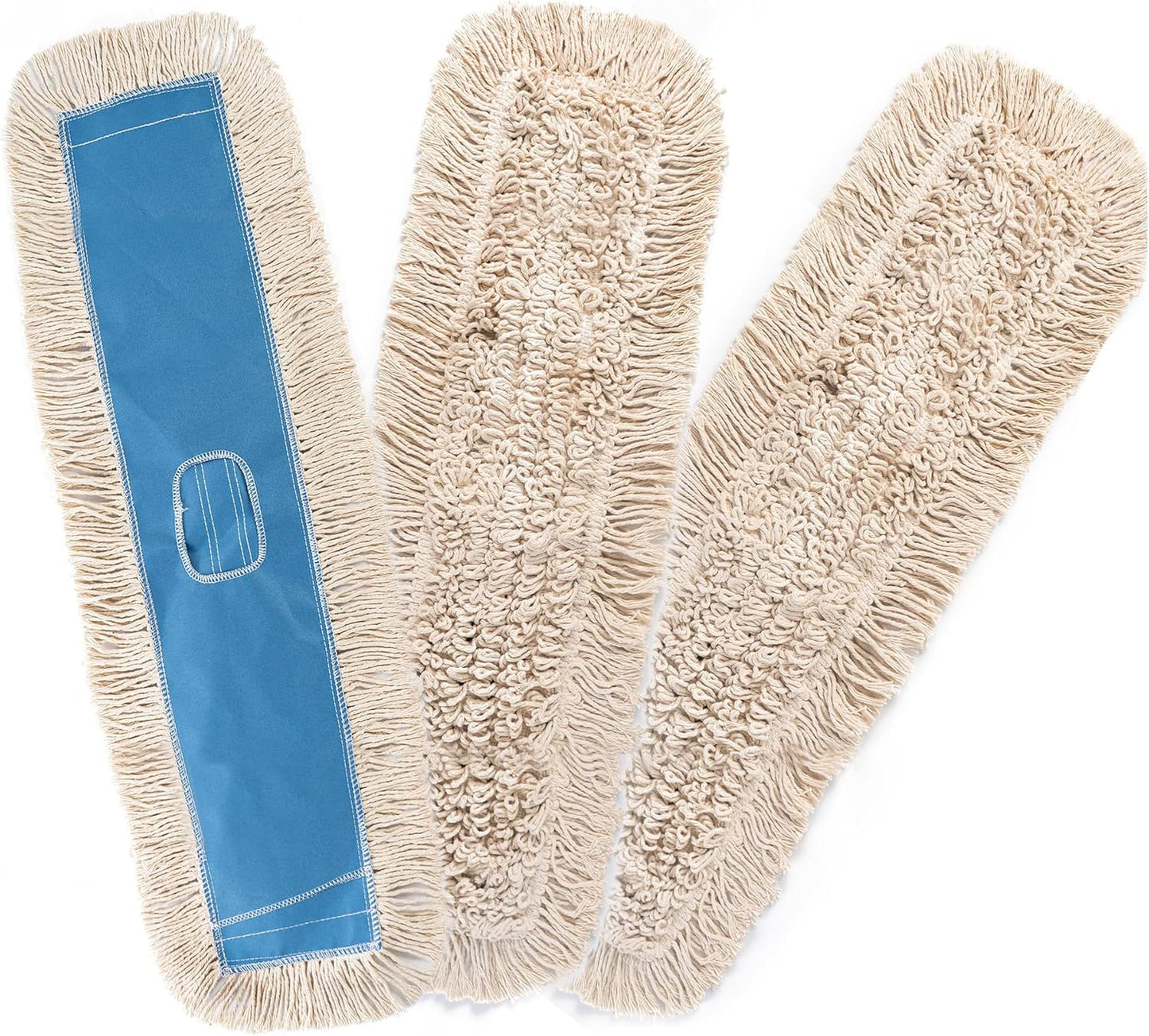 Matthew Cleaning 24'' Industrial Strength Cotton Dust Mop Refill Washable Replacement Heads for Residential & Commercial Use Fit Standard Dust Mop Frames, Hardwood, Laminate, Concrete Floors 3 Pack