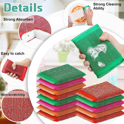Thyle 36 Pack Steel Scrub Sponges for Dishes Non Scratch Scouring Multi Use Metal Scrubber Heavy Duty Dish Wash Kitchen Sponge for Pot Dish Washing Hard Surface Cleaning (Gray)