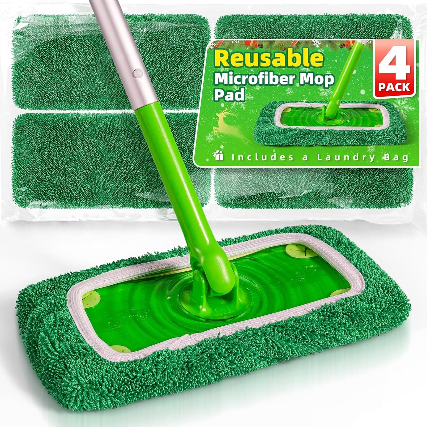 Reusable Mop Pads Compatible with Swiffer Sweeper Mop, Microfiber Dry Sweeping Cloths & Machine Washable Wet Pads Refill for Use on All Sealed Floors - Stone, Hardwood, Laminate & Tile (6 Blue)