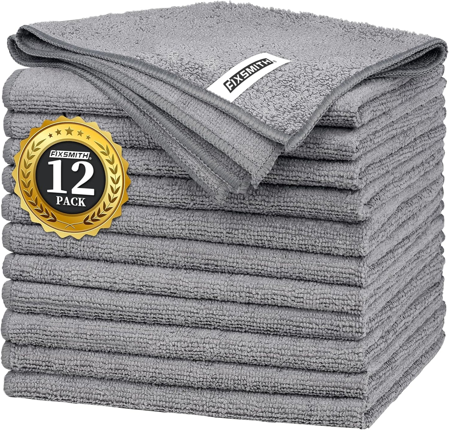 FIXSMITH Microfiber Cleaning Cloth - Pack of 8, Size: 12 x 16 in, Multi-Functional Cleaning Towels, Highly Absorbent Cleaning Rags, Lint-Free, Streak-Free Cleaning Cloths for Car Kitchen Home