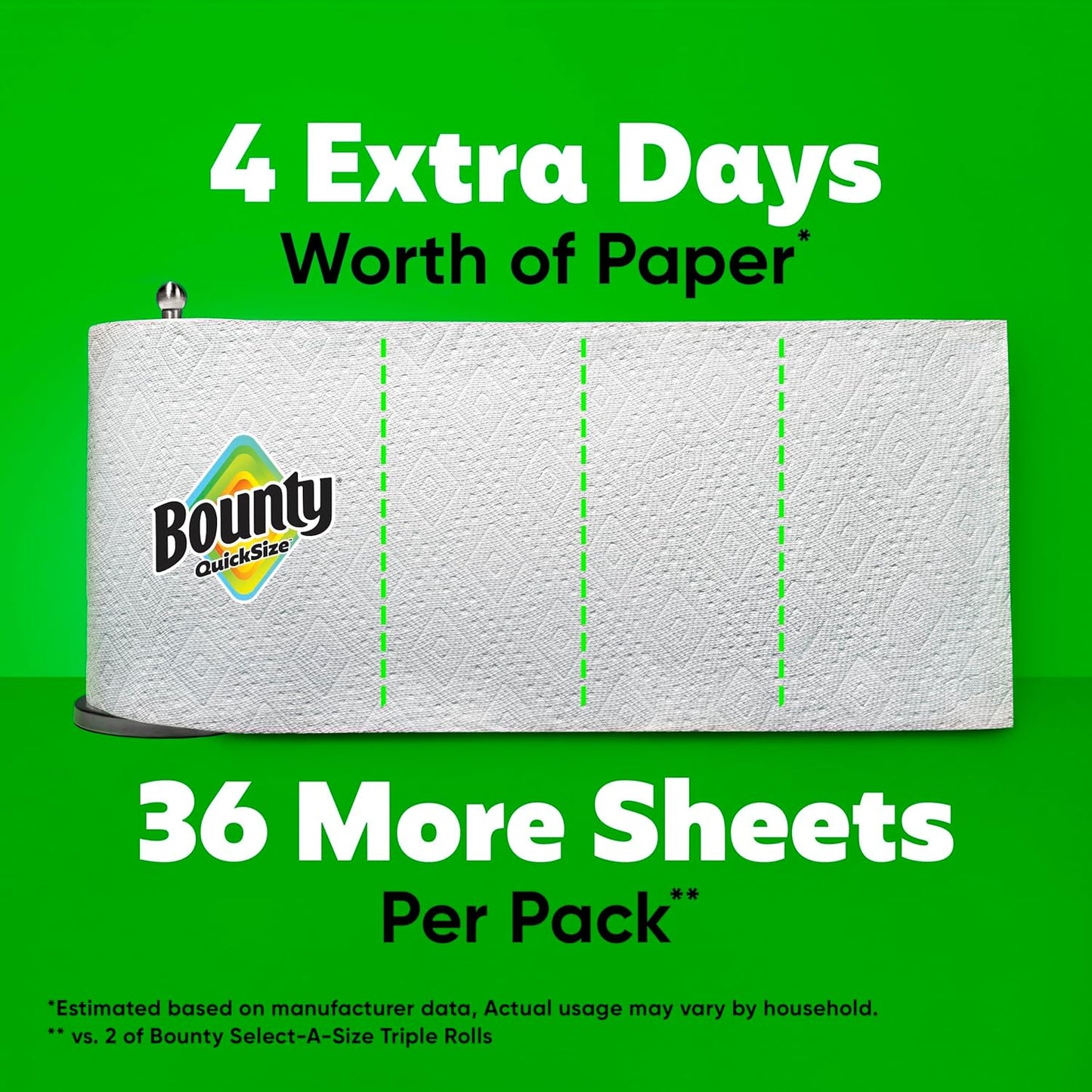 Bounty Quick Size Paper Towels, White, 8 Family Rolls