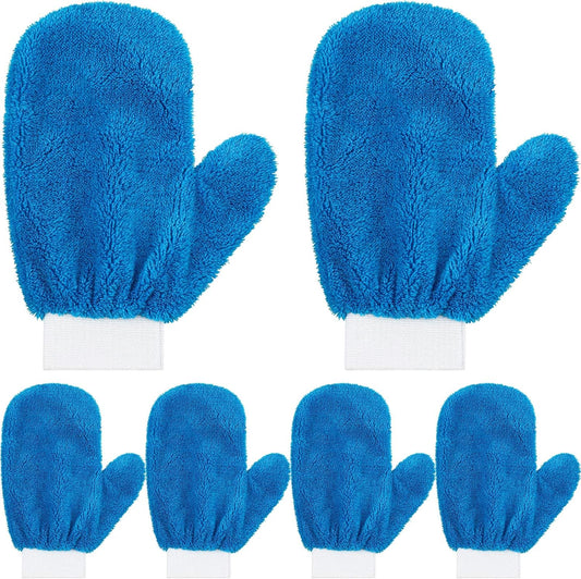 Remerry 6 Pcs Microfiber Mitts with Thumb for Cars Paint Wash Gloves Terry Weave Dusting Mitts