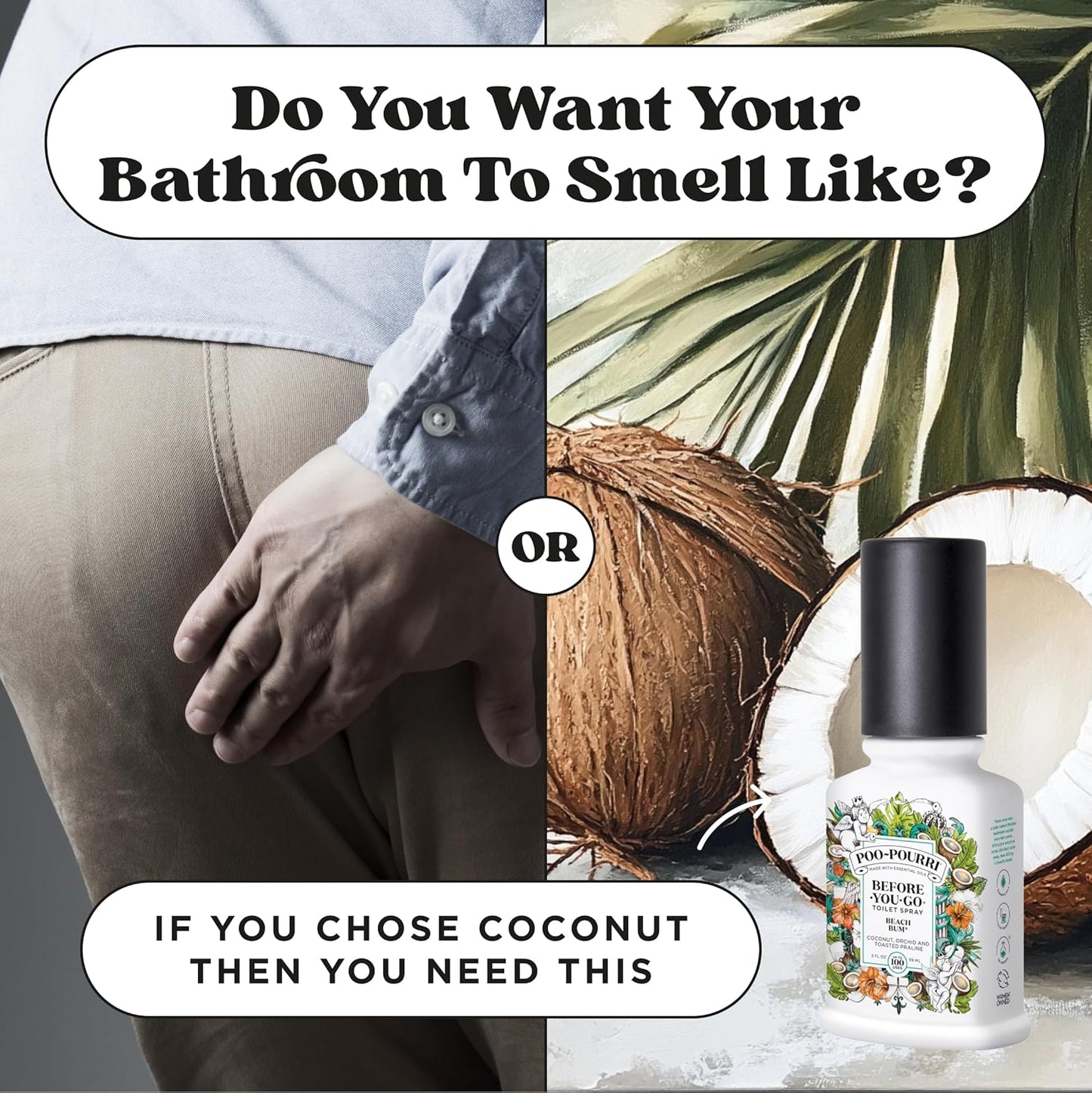 Poo-Pourri Before-You-Go Pocket Toilet Spray, Travel Essentials, Beach Bum, 1 Fl Oz, Up to 50 Uses, On-The-Go Bathroom Odor Deodorizer with Essential Oils, TSA Approved Size, Coconut Orchid Scent