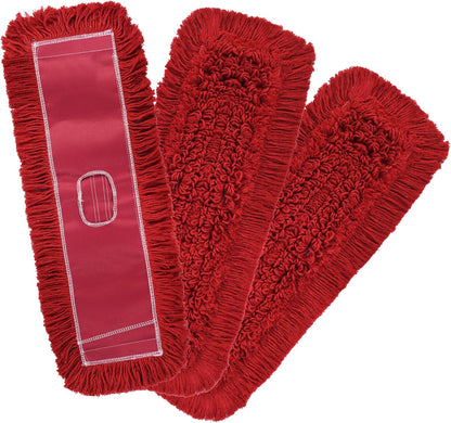 Matthew Cleaning 24'' Industrial Strength Cotton Dust Mop Refill Washable Replacement Heads for Residential & Commercial Use Fit Standard Dust Mop Frames, Hardwood, Laminate, Concrete Floors 3 Pack