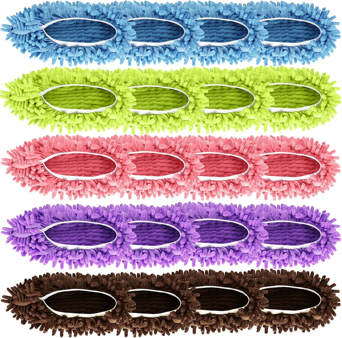 Mop Slippers Shoes 5 Pairs (10 Pieces) - Microfiber Cleaning House Mop Slippers, Floor Cleaning Tools Shoe Cover, Soft Machine Washable Reusable Microfiber Foot Socks for House Kitchen Office