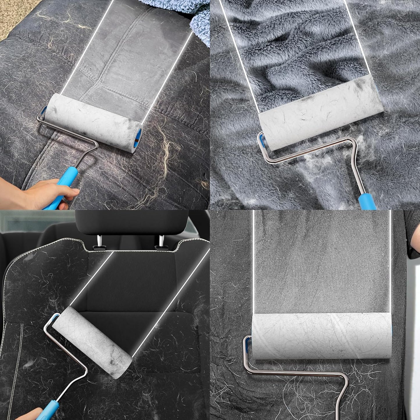 Large Lint Rollers for Carpet, 9.45'' Sticky Rollers for Floor with 360 Sheets, Extendable Long Handle Sticky Mop for Cleaning Couch, Curtains, Cars, Clothing, and Pet Hair