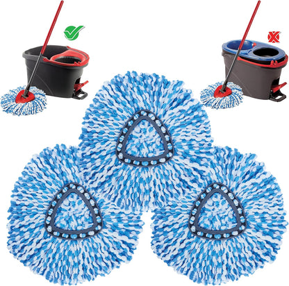 KLEEN HANDLER Microfiber Spin Mop Replacement Head Refills Compatible with O-Cedar EasyWring 1 Tank System, Blue, L (6-Pack)
