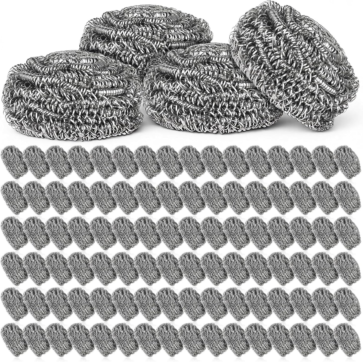 SHENLIU 100 Pieces Steel Wool Scrubber, 15 Gram Metal Scourers Stainless Steel Scrubber Bulk for Cleaning Kitchen Bathroom Household and More