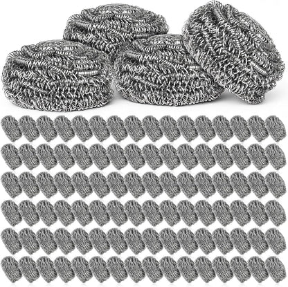 SHENLIU 100 Pieces Steel Wool Scrubber, 15 Gram Metal Scourers Stainless Steel Scrubber Bulk for Cleaning Kitchen Bathroom Household and More