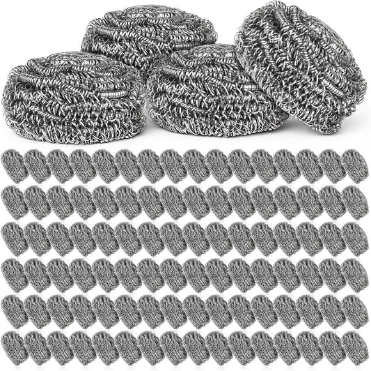 SHENLIU 100 Pieces Steel Wool Scrubber, 15 Gram Metal Scourers Stainless Steel Scrubber Bulk for Cleaning Kitchen Bathroom Household and More