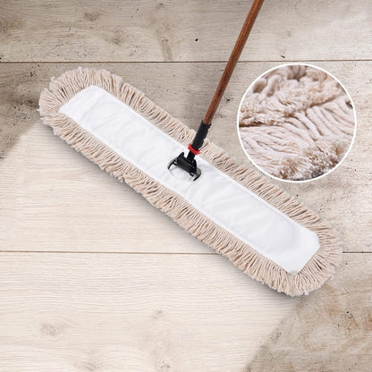 Matthew Cleaning 24'' Industrial Strength Cotton Dust Mop Refill Washable Replacement Heads for Residential & Commercial Use Fit Standard Dust Mop Frames, Hardwood, Laminate, Concrete Floors 3 Pack