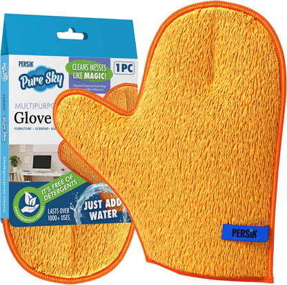 persik Pure-Sky Microfiber Glove Dusting Mitt - Ultra Microfiber Cleaning Cloth Glove - JUST ADD Water No Detergents Needed - Use for Cleaning Furniture, Home