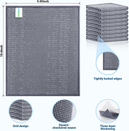 Forggon12 Pcs New Upgrade 3-Layer Metal Dish Cloth, No Scratches and No Odor, Multipurpose Wire Dishwashing Rag for Wet and Dry, Kitchen Cleaning DishRags,Sinks,Dishes,Stove Top, Dimensions(7.08X8.86)