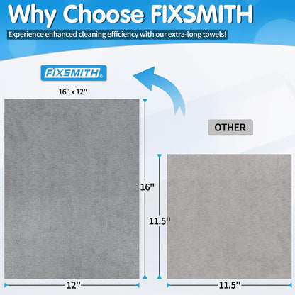 FIXSMITH Microfiber Cleaning Cloth - Pack of 8, Size: 12 x 16 in, Multi-Functional Cleaning Towels, Highly Absorbent Cleaning Rags, Lint-Free, Streak-Free Cleaning Cloths for Car Kitchen Home