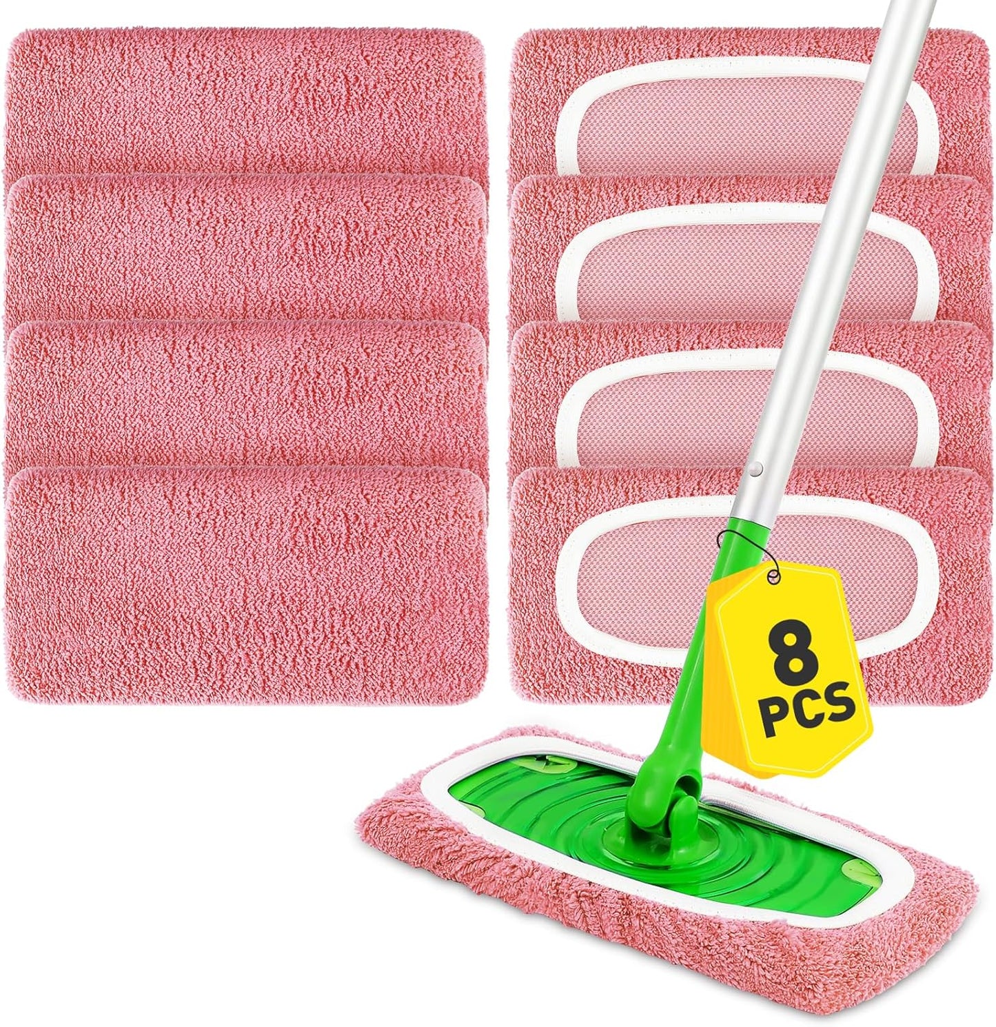 12Pcs Reusable Microfiber Mop Pads Compatible with Sweeper Mops,Dry Sweeping Cloths & Wet Mopping Pads Refills,Washable Mop Pads for Floor Cleaning