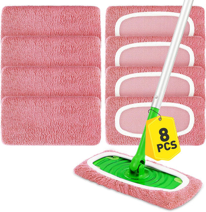12Pcs Reusable Microfiber Mop Pads Compatible with Sweeper Mops,Dry Sweeping Cloths & Wet Mopping Pads Refills,Washable Mop Pads for Floor Cleaning