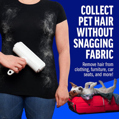 ChomChom Roller Pet Hair Remover – Original Size Reusable Lint Roller for Cat & Dog Hair on Furniture, Couch, Carpet, Car, Rugs & Bedding – Portable, Eco-Friendly (Black)