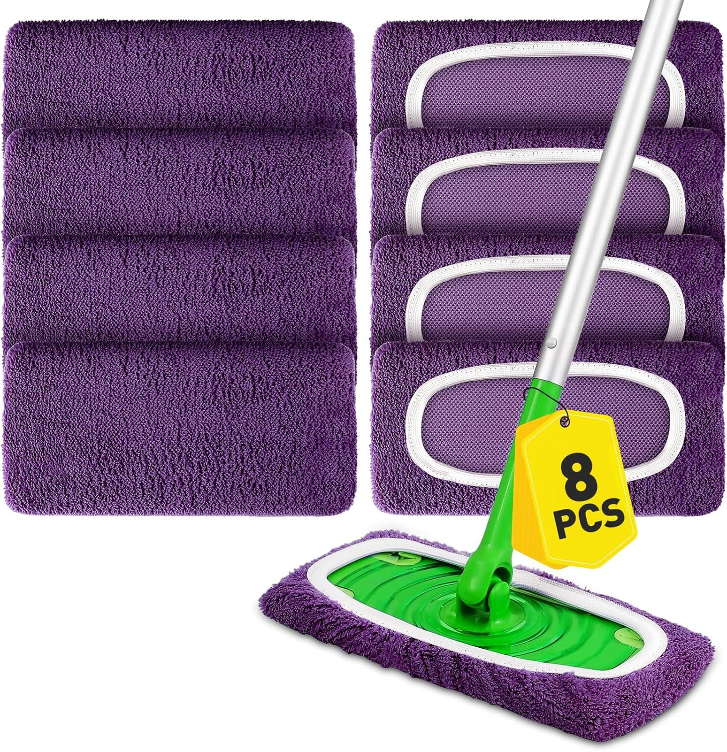 12Pcs Reusable Microfiber Mop Pads Compatible with Sweeper Mops,Dry Sweeping Cloths & Wet Mopping Pads Refills,Washable Mop Pads for Floor Cleaning