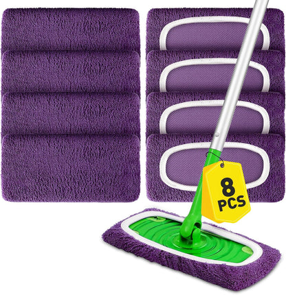 12Pcs Reusable Microfiber Mop Pads Compatible with Sweeper Mops,Dry Sweeping Cloths & Wet Mopping Pads Refills,Washable Mop Pads for Floor Cleaning