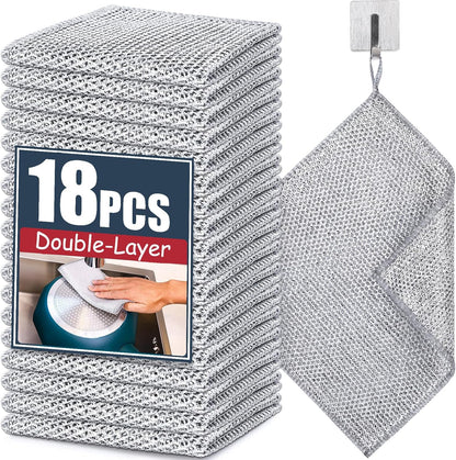 Navona 12 Pcs New Upgrade Steel Wire Dishcloth,Triple-Layer Steel Wire Cleaning Cloth,Powerful Cleaning Non-Scratch Wire Dishcloth Rag for Cookware, Sinks, Dishes, Stove Tops