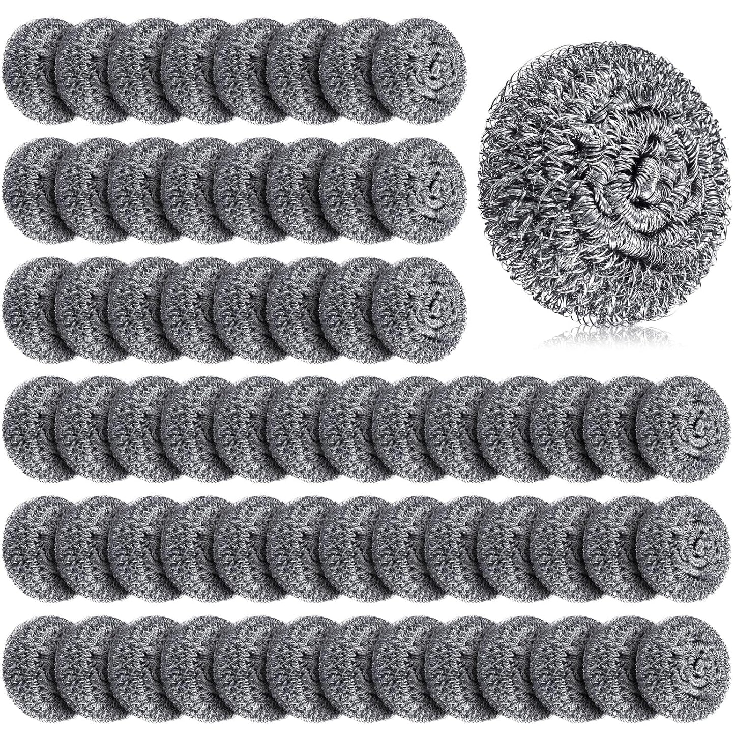 Honeydak 5 Pack Stainless Steel Scourers Steel Wool Scrubbers Bulk Separately Packaged 3 Inch, 25 Gram Metal Scourers Sponges Wire Scouring Pad for Stove Pot Pan Oven Kitchen Restaurant(Classic)