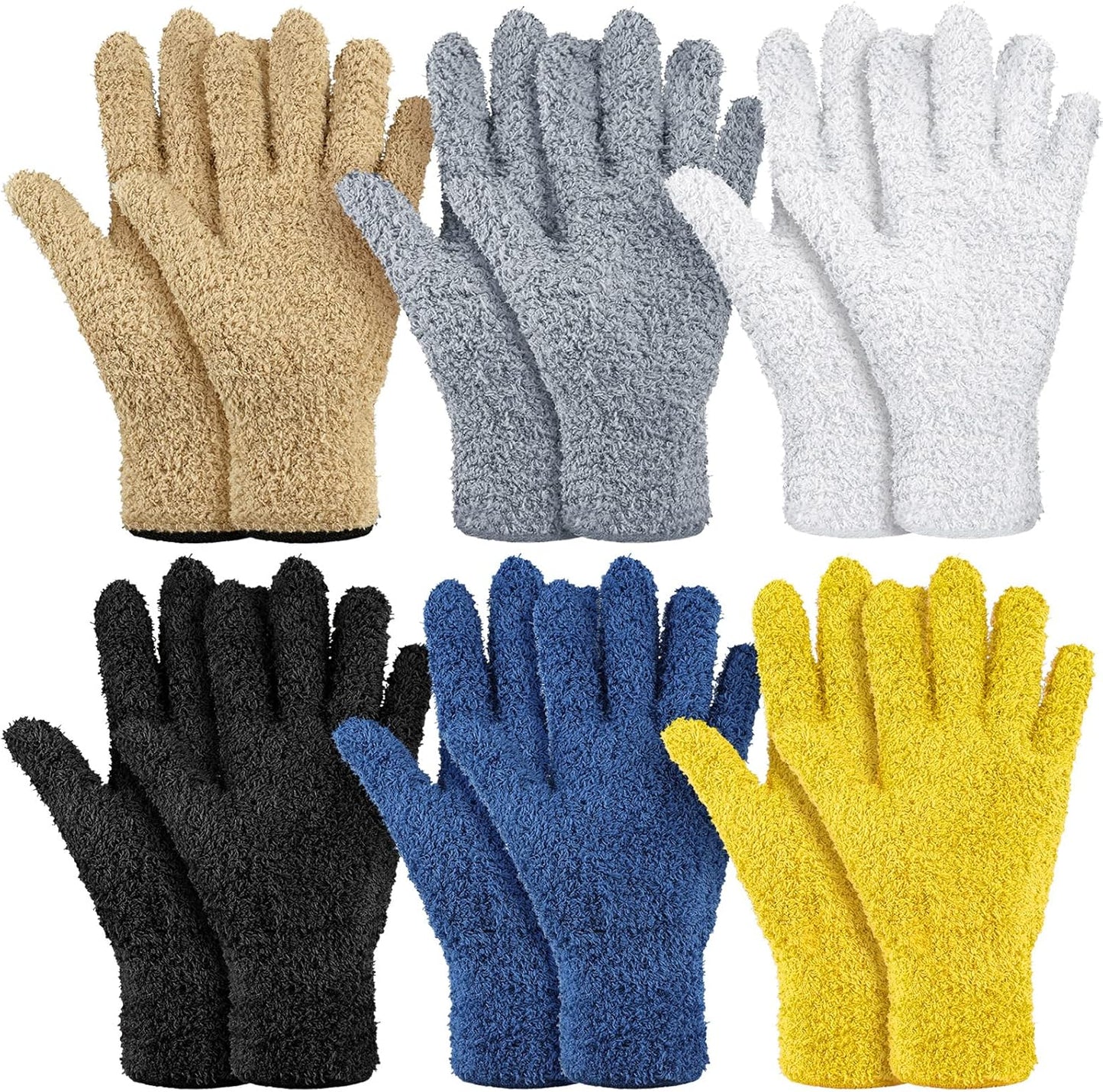 Bencailor 6 Pairs Microfiber Dusting Gloves, Dusting Cleaning Gloves Microfiber Gloves for Plants House Blinds Car Dust Mitt (Fresh Color,Medium)
