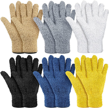 Bencailor 6 Pairs Microfiber Dusting Gloves, Dusting Cleaning Gloves Microfiber Gloves for Plants House Blinds Car Dust Mitt (Fresh Color,Medium)
