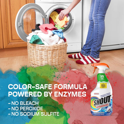 SHOUT Advanced Laundry Stain Remover Gel for Clothes Laundry, Breaks Down Stubborn, Dried-in, and Tough Stains, 22oz Spray, Pack of 3 (Packaging May Vary)
