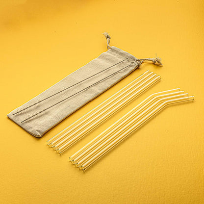 Assorted Clear Glass Straw Set with Nylon Cleaning Brushes (11 PC.) - SI-SGL10-11C