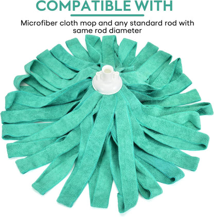 Matthew Microfiber Mop Compatible with Ceda Refill - Commercial Mop Replacement 54" Stainless Steel Handle with 2 Wet Mop Heads w/1 Handle Incl. 2 Pcs Blue Microfiber Cloth