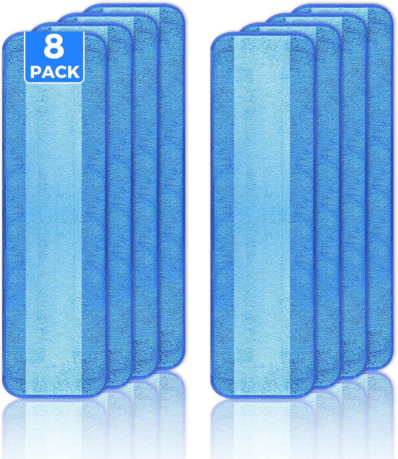 wlich 4-Pack Microfiber Cleaning Pads, 18-Inch Microfiber Mop Pads Compatible with Bona Mop, Washable and Reusable Mop Pad Refills for Hardwood Tile Laminate Floors