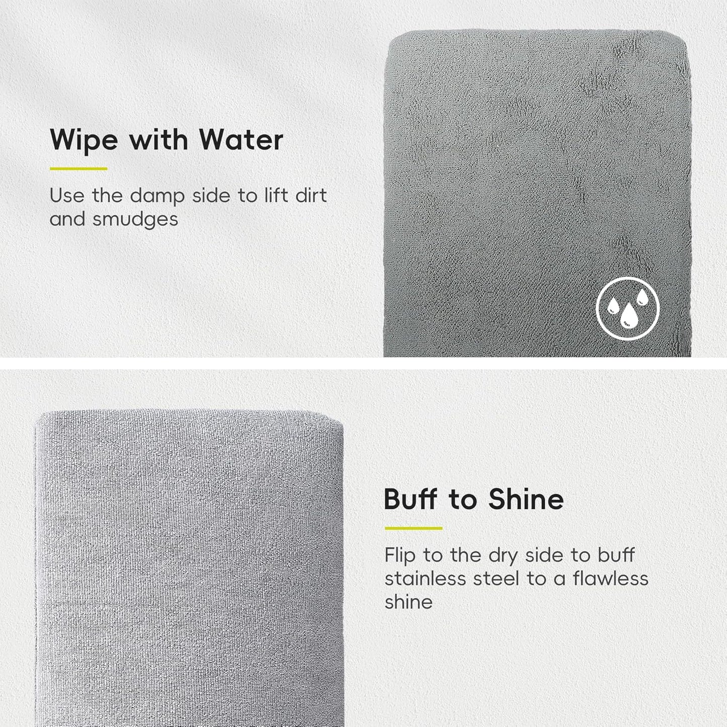 EKO Microfiber Cleaning Mitt for Stainless Steel – Lint-Free Reusable Polishing Cloth & Cleaning Glove, Machine Washable Streak-Free Cloth for Kitchen Appliances, Trash Can, Faucet, Mirror & Car