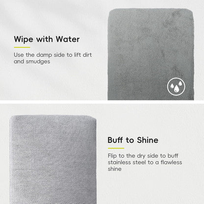 EKO Microfiber Cleaning Mitt for Stainless Steel – Lint-Free Reusable Polishing Cloth & Cleaning Glove, Machine Washable Streak-Free Cloth for Kitchen Appliances, Trash Can, Faucet, Mirror & Car